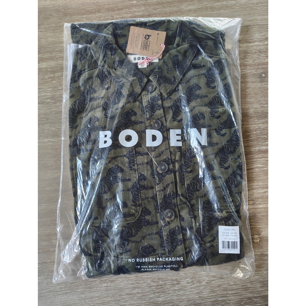 Boden Amanda Cord Short Dress Woodland Green, Leaping Tiger US 10R New With Tags - Picture 4 of 5